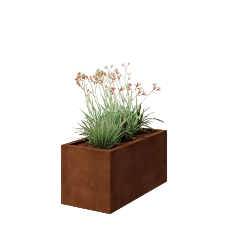 Cortenstål plantekasse - Rektangel - 100 x 50 x 50 cm - Svejset - Med bundplade