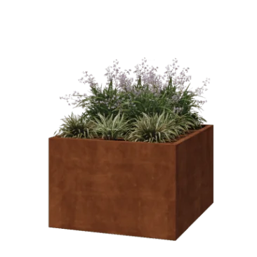 Cortenstål plantekasse - Firkant - 120 x 120 x 80 cm - Svejset - Uden bundplade