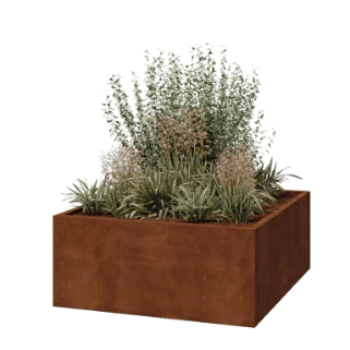 Cortenstål plantekasse - Firkant - 140 x 140 x 60 cm - Svejset - Uden bundplade