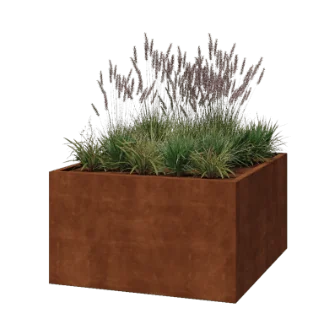 Cortenstål plantekasse - Firkant - 140 x 140 x 80 cm - Svejset - Uden bundplade