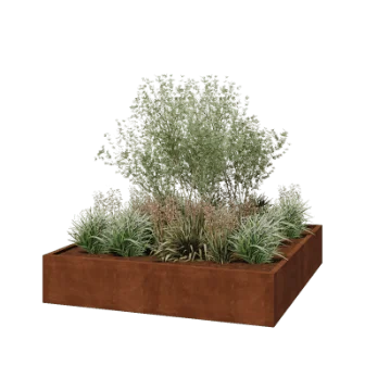 Cortenstål plantekasse - Firkant - 200 x 200 x 40 cm - Svejset - Uden bundplade