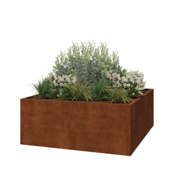 Cortenstål plantekasse - Firkant - 200 x 200 x 80 cm - Svejset - Uden bundplade