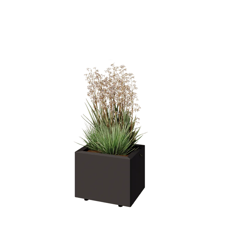 Stål plantekasse - Rektangel - 40 x 30 x 30 cm - Andre RAL-farve - Med bundplade - Med ben