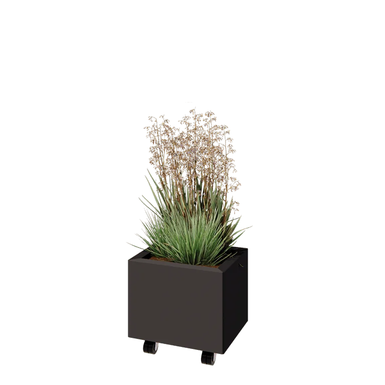Stål plantekasse - Rektangel - 40 x 30 x 30 cm - Andre RAL-farve - Med bundplade - Met hjul