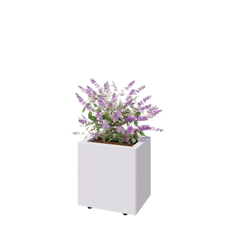 Stål plantekasse - Rektangel - 40 x 30 x 40 cm - RAL9010 mat (hvid) - Med bundplade - Med ben