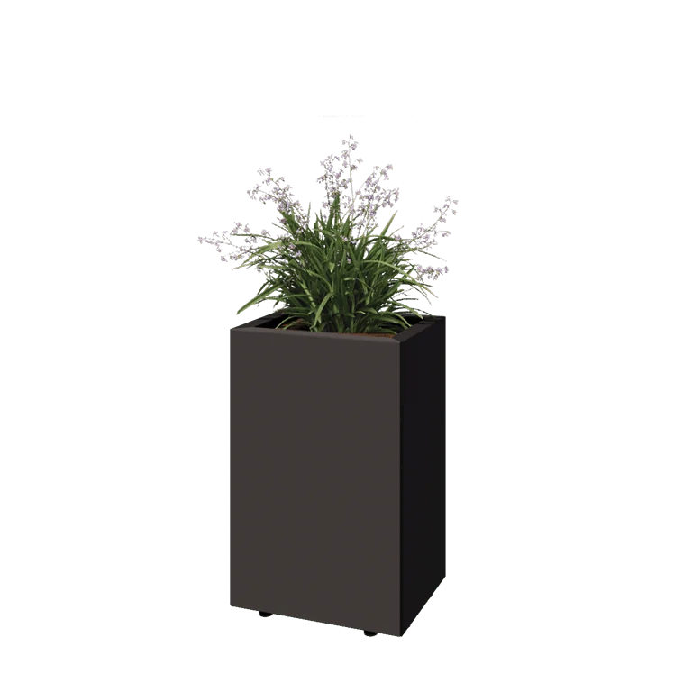 Stål plantekasse - Rektangel - 40 x 30 x 60 cm - RAL7016 mat (antracitgrå) - Med bundplade - Med ben