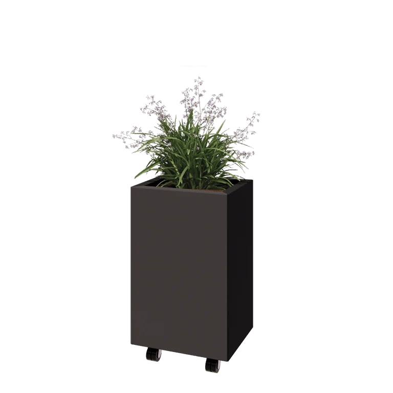 Stål plantekasse - Rektangel - 40 x 30 x 60 cm - Andre RAL-farve - Med bundplade - Met hjul