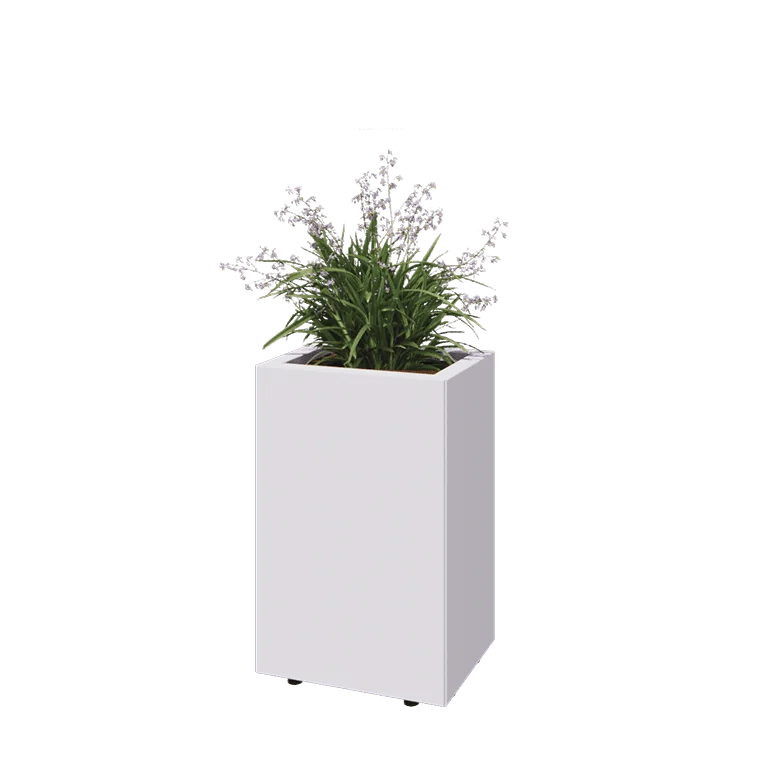 Stål plantekasse - Rektangel - 40 x 30 x 60 cm - RAL9010 mat (hvid) - Med bundplade - Med ben