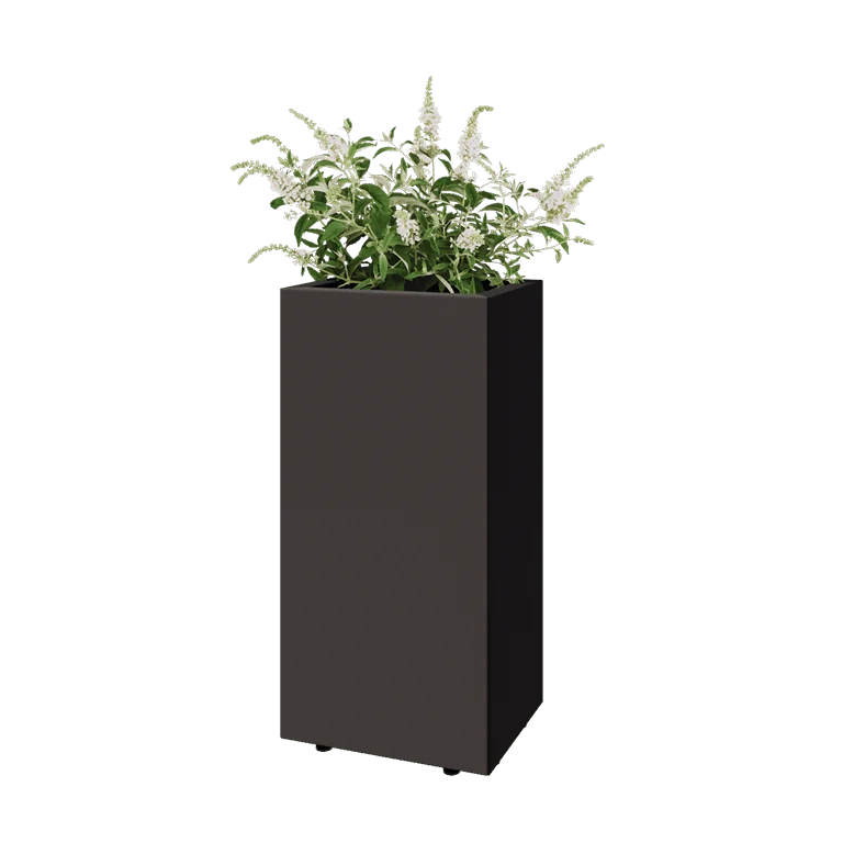 Stål plantekasse - Rektangel - 40 x 30 x 80 cm - RAL7016 mat (antracitgrå) - Med bundplade - Med ben