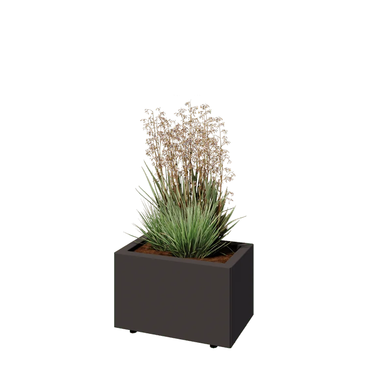 Stål plantekasse - Rektangel - 50 x 30 x 30 cm - Andre RAL-farve - Med bundplade - Med ben