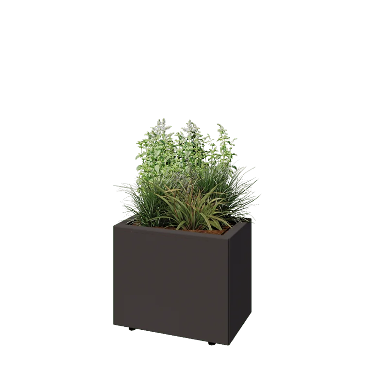 Stål plantekasse - Rektangel - 50 x 30 x 40 cm - Andre RAL-farve - Med bundplade - Med ben