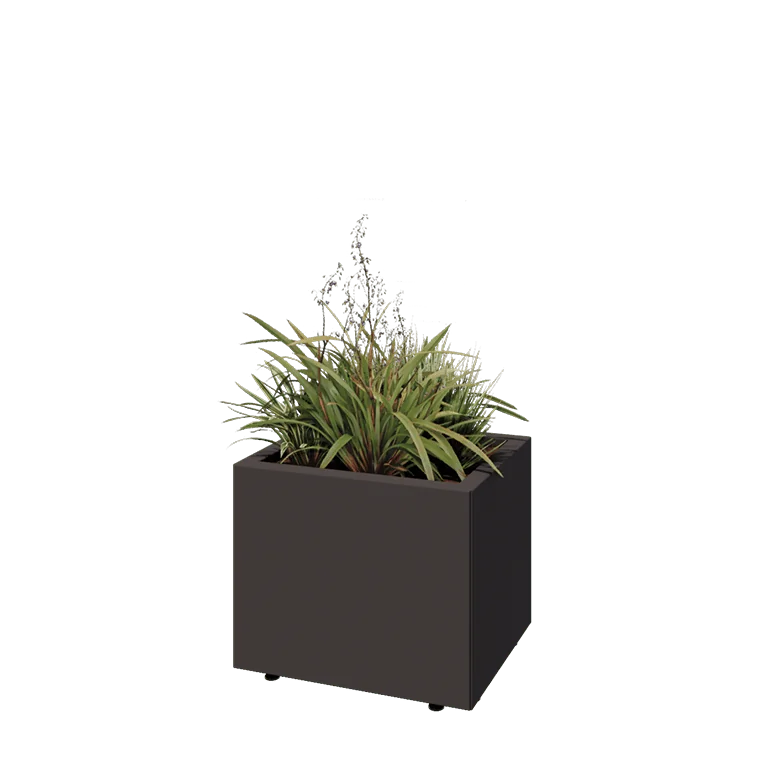 Stål plantekasse - Rektangel - 50 x 40 x 40 cm - RAL7016 mat (antracitgrå) - Med bundplade - Med ben