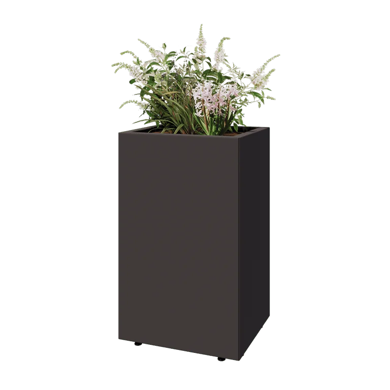 Stål plantekasse - Rektangel - 50 x 40 x 80 cm - RAL7016 mat (antracitgrå) - Med bundplade - Med ben