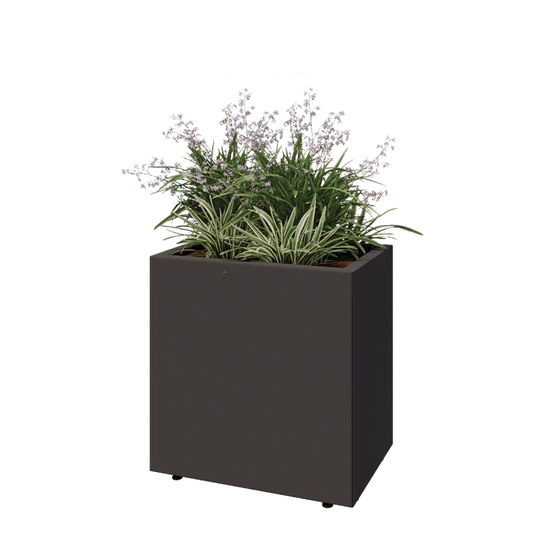 Stål plantekasse - Rektangel - 60 x 40 x 60 cm - RAL7016 mat (antracitgrå) - Med bundplade - Med ben