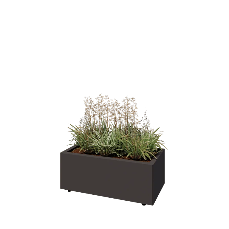 Stål plantekasse - Rektangel - 80 x 40 x 30 cm - Andre RAL-farve - Med bundplade - Med ben