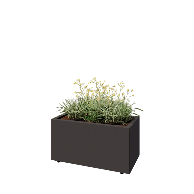 Stål plantekasse - Rektangel - 80 x 40 x 40 cm - Andre RAL-farve - Med bundplade - Med ben