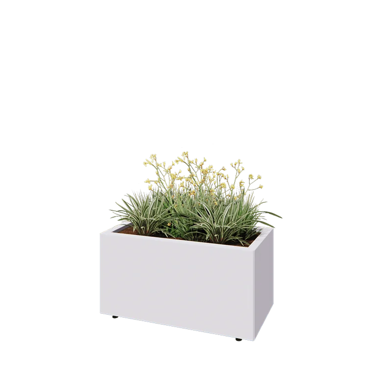 Stål plantekasse - Rektangel - 80 x 40 x 40 cm - RAL9010 mat (hvid) - Med bundplade - Med ben