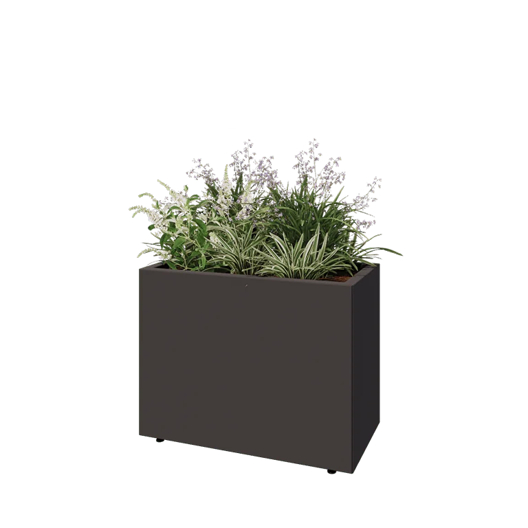 Stål plantekasse - Rektangel - 80 x 40 x 60 cm - Andre RAL-farve - Med bundplade - Med ben