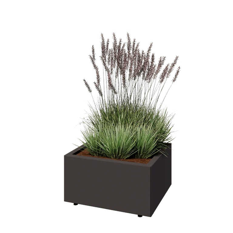 Stål plantekasse - Rektangel - 60 x 50 x 30 cm - Andre RAL-farve - Med bundplade - Med ben
