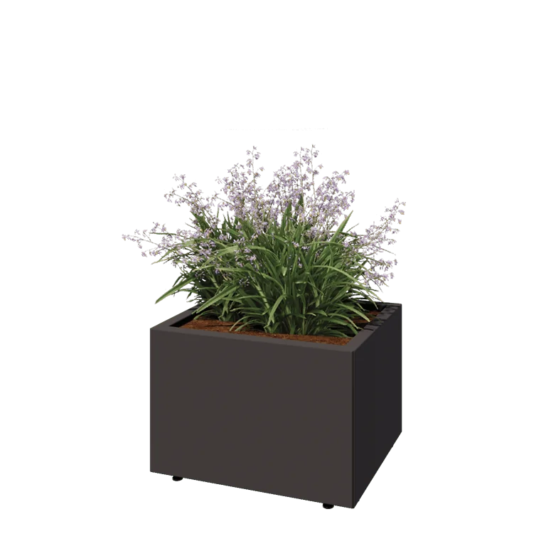 Stål plantekasse - Rektangel - 60 x 50 x 40 cm - RAL7016 mat (antracitgrå) - Med bundplade - Med ben