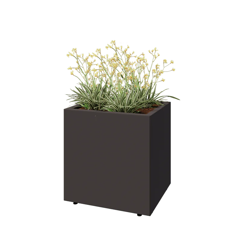 Stål plantekasse - Rektangel - 60 x 50 x 60 cm - Andre RAL-farve - Med bundplade - Med ben