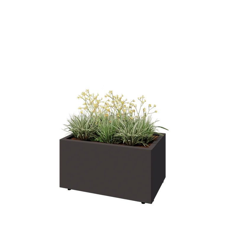 Stål plantekasse - Rektangel - 80 x 50 x 40 cm - Andre RAL-farve - Med bundplade - Med ben