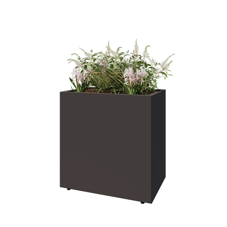 Stål plantekasse - Rektangel - 80 x 50 x 80 cm - Andre RAL-farve - Med bundplade - Med ben