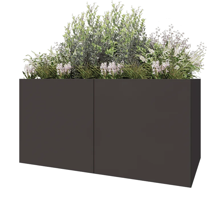 Stål plantekasse XXL - Rektangel - 200 x 100 x 100 cm - Andre RAL-farve - Med bundplade