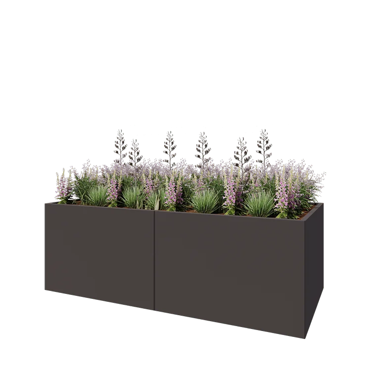 Stål plantekasse XXL - Rektangel - 240 x 100 x 80 cm - RAL7016 mat (antracitgrå) - Uden bundplade