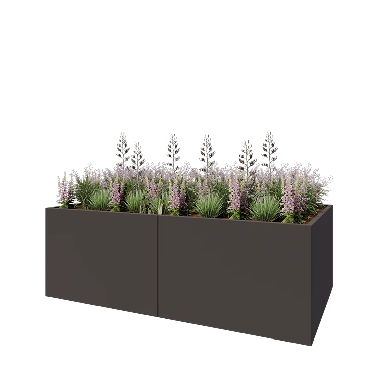 Stål plantekasse XXL - Rektangel - 240 x 120 x 80 cm - RAL7016 mat (antracitgrå) - Uden bundplade