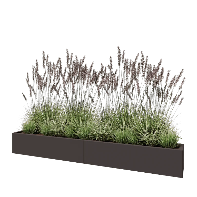 Stål plantekasse XXL - Rektangel - 240 x 30 x 30 cm - RAL7016 mat (antracitgrå) - Med bundplade