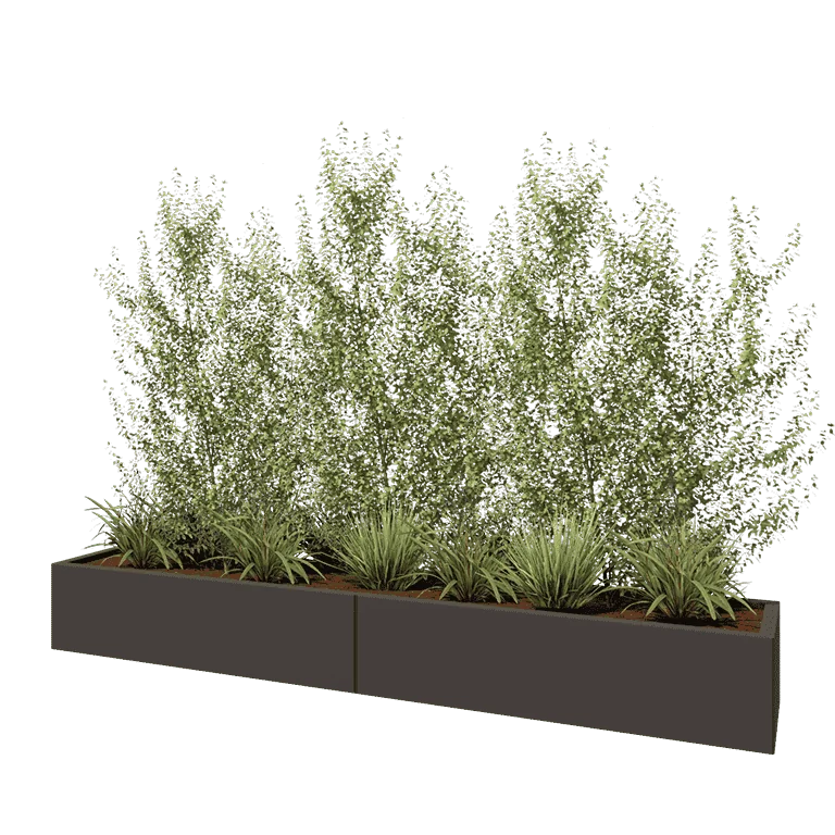 Stål plantekasse XXL - Rektangel - 240 x 40 x 30 cm - Andre RAL-farve - Med bundplade