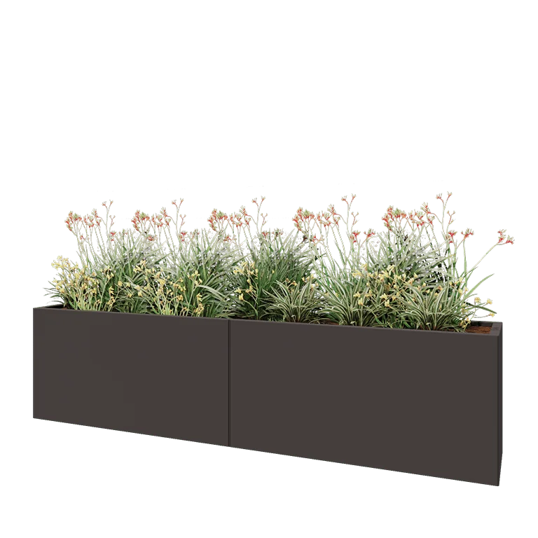 Stål plantekasse XXL - Rektangel - 240 x 40 x 60 cm - Andre RAL-farve - Uden bundplade