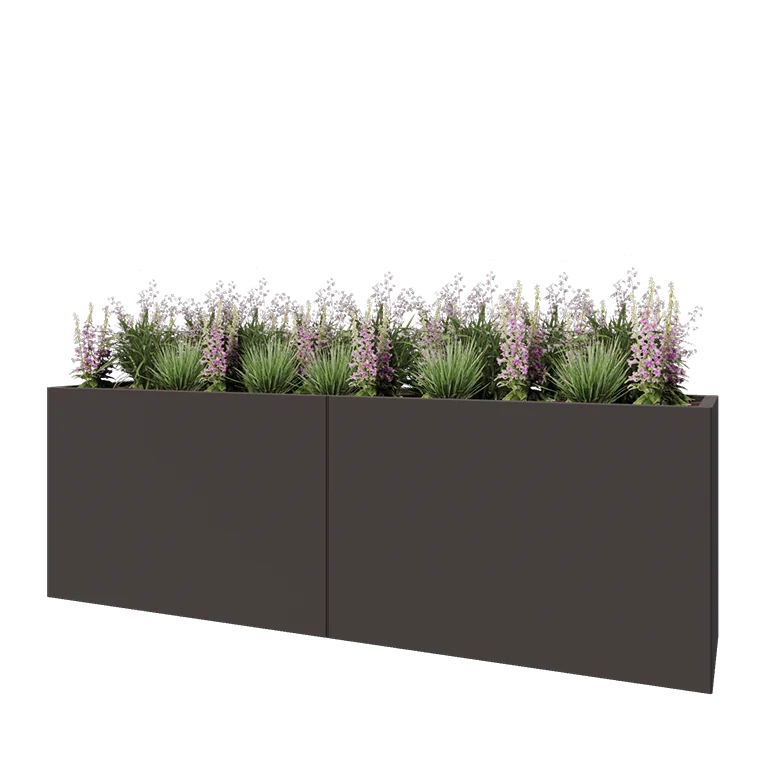 Stål plantekasse XXL - Rektangel - 240 x 50 x 80 cm - RAL7016 mat (antracitgrå) - Uden bundplade