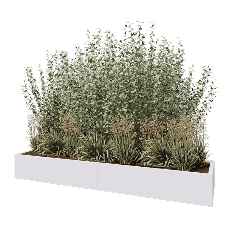 Stål plantekasse XXL - Rektangel - 240 x 60 x 30 cm - RAL9010 mat (hvid) - Uden bundplade