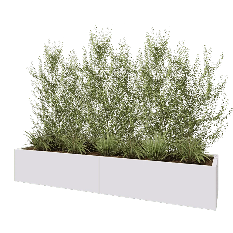 Stål plantekasse XXL - Rektangel - 240 x 60 x 40 cm - RAL9010 mat (hvid) - Uden bundplade