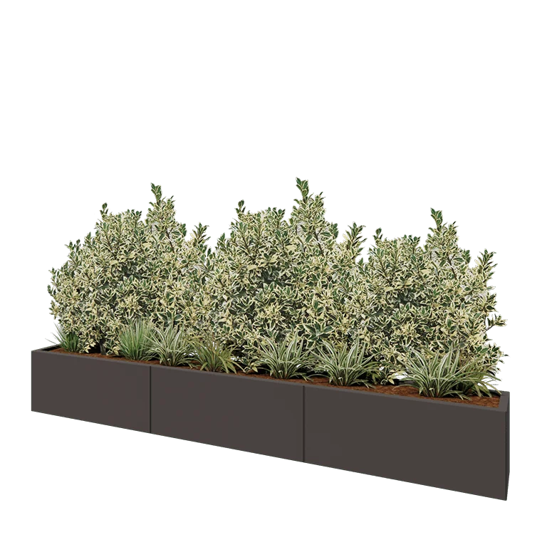 Stål plantekasse XXL - Rektangel - 300 x 30 x 40 cm - RAL7016 mat (antracitgrå) - Uden bundplade