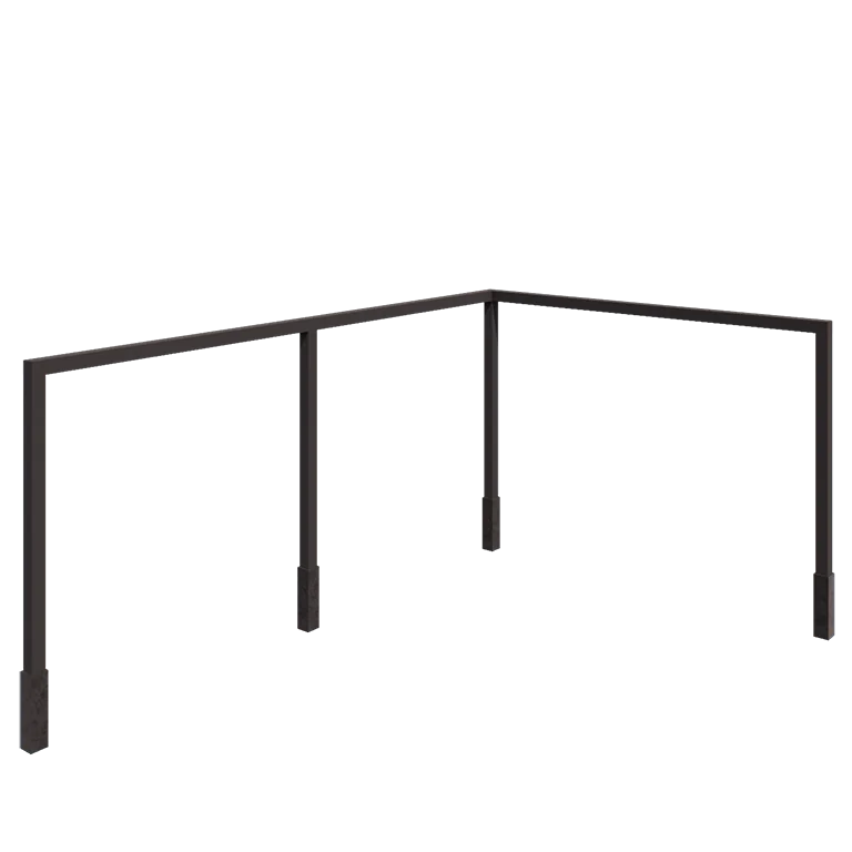 Stål pergola - Hjørne - 600 x 412 x 230 cm - Andre RAL-farve - Med betonfod