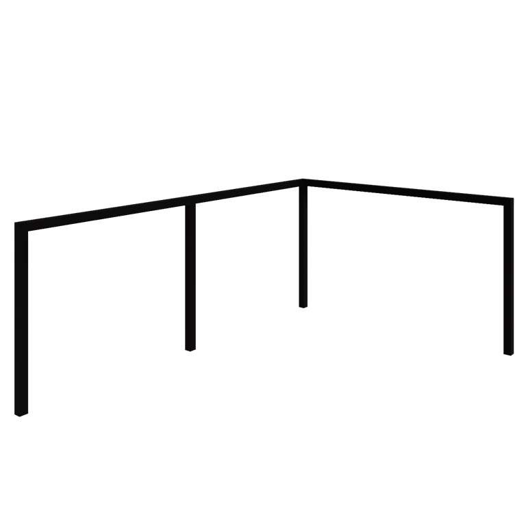 Stål pergola - Hjørne - 600 x 412 x 230 cm - RAL9005 mat (sort) - Uden betonfod