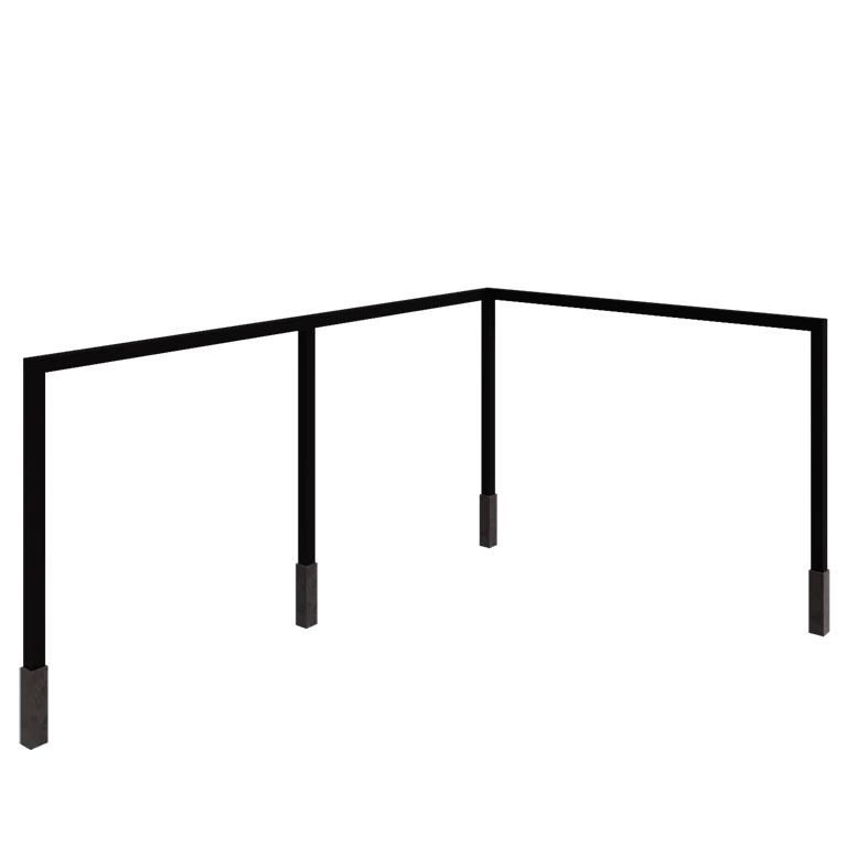 Stål pergola - Hjørne - 600 x 412 x 230 cm - RAL9005 mat (sort) - Med betonfod