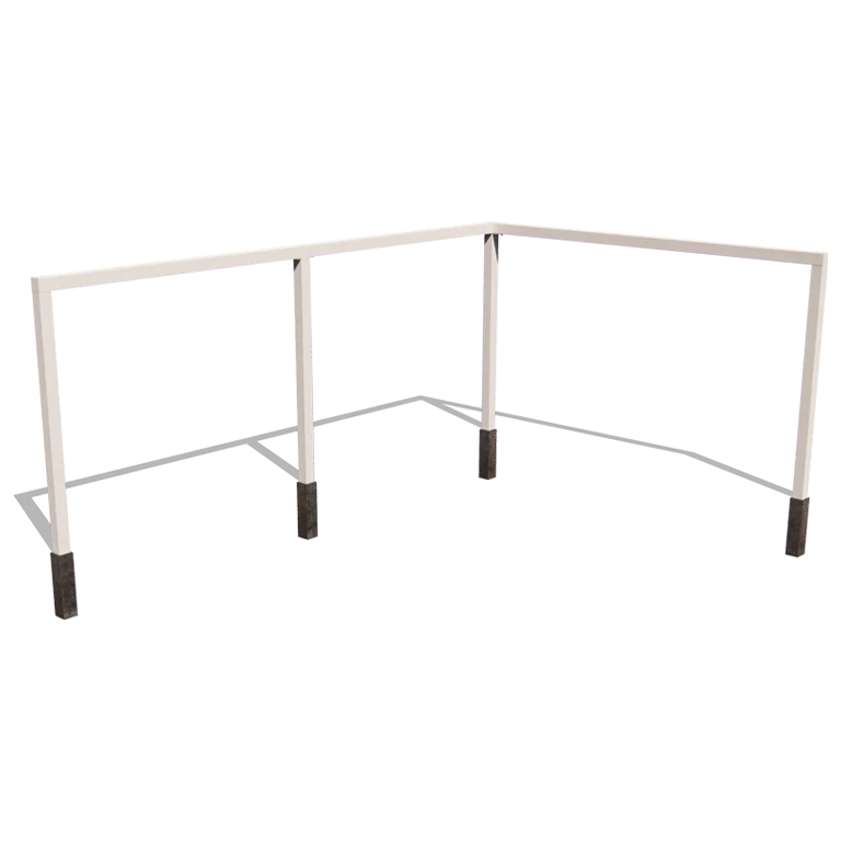 Stål pergola - Hjørne - 600 x 412 x 230 cm - RAL9010 mat (hvid) - Med betonfod