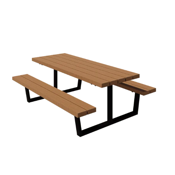 Stål picnicbord - Georgia M - 200 x 163 x 75 cm - Med Douglas træ