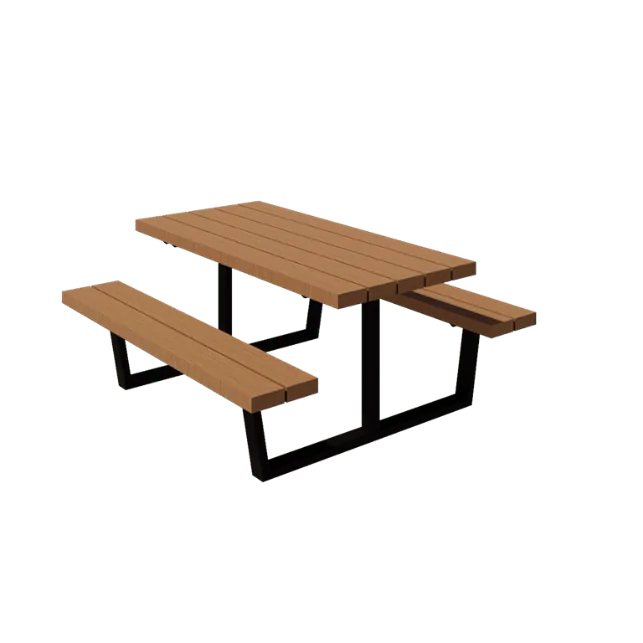 Stål picnicbord - Georgia S - 160 x 163 x 75 cm - Med Douglas træ