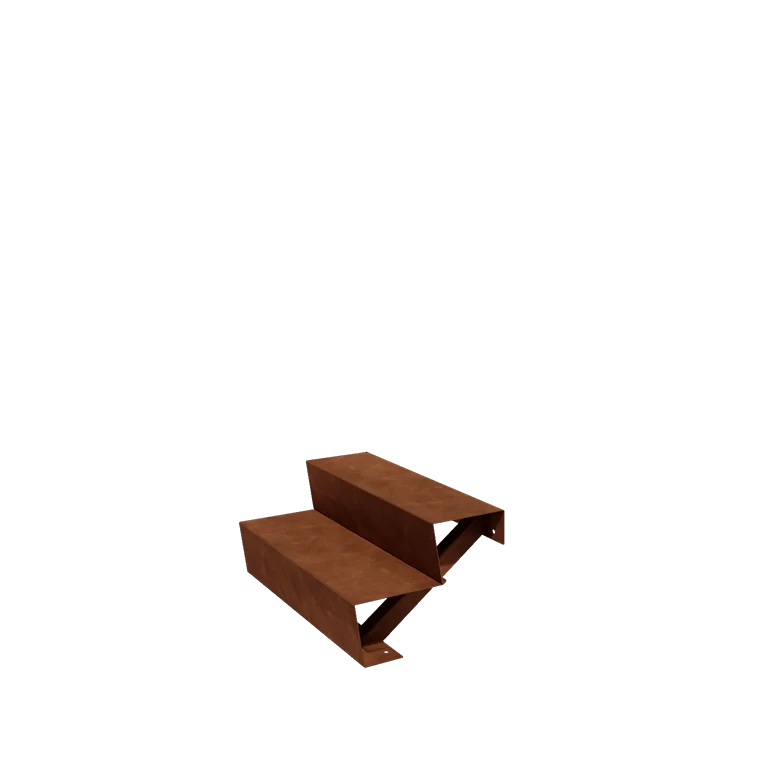 Cortenstål udendørs trapper - 2-trin - 48 x 80 x 34 cm