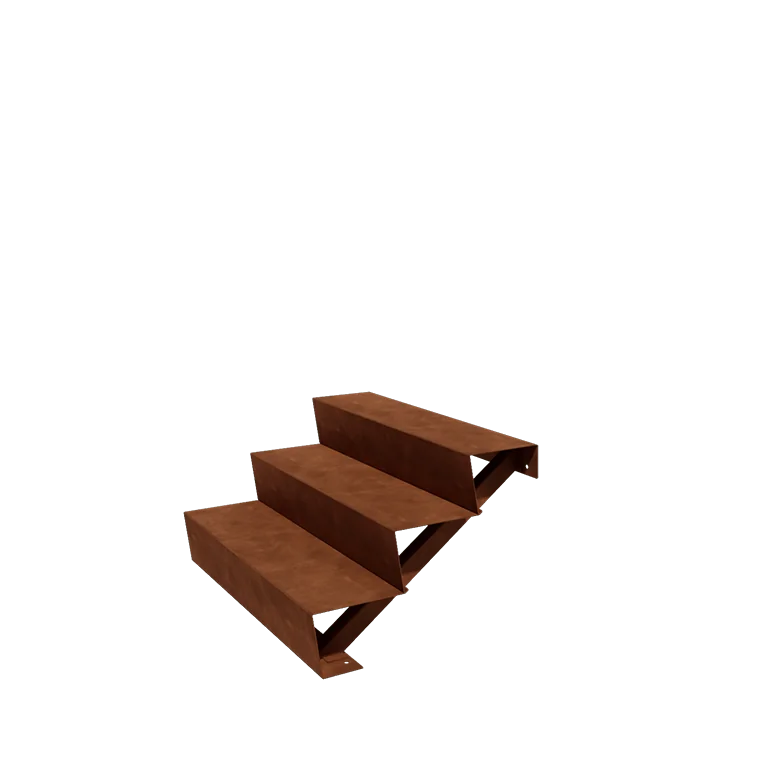 Cortenstål udendørs trapper - 3-trin - 72 x 100 x 51 cm