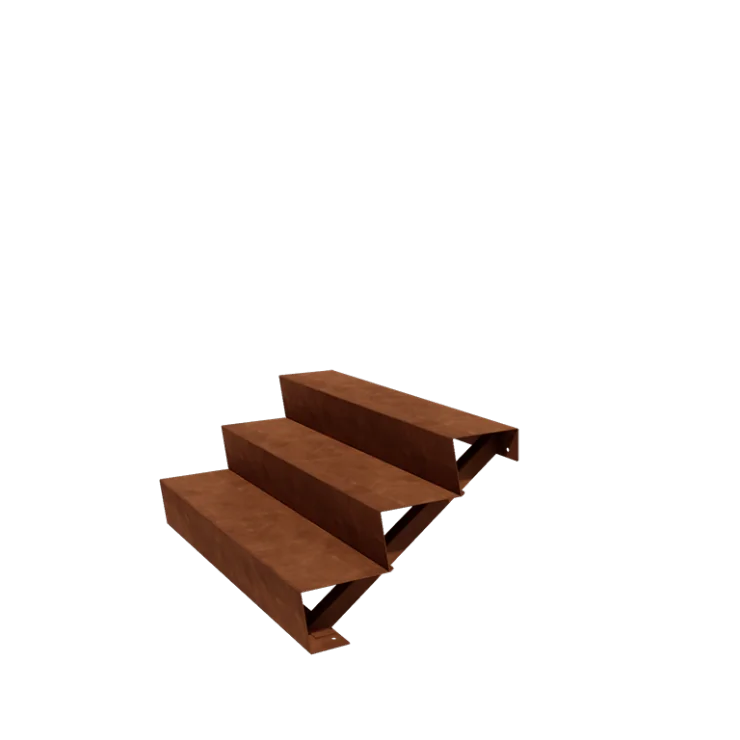 Cortenstål udendørs trapper - 3-trin - 72 x 120 x 51 cm