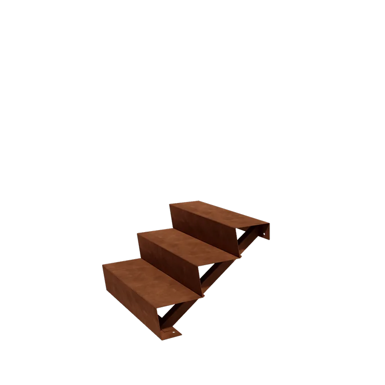 Cortenstål udendørs trapper - 3-trin - 72 x 80 x 51 cm