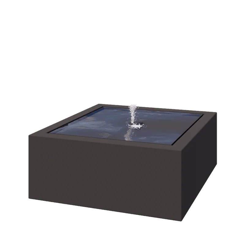 Vandfontæne i aluminium - Lyra - 100 x 100 x 40 cm - Andre RAL-farve - Med LED-belysning