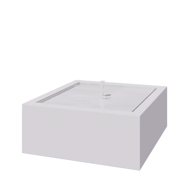 Vandfontæne i aluminium - Lyra - 100 x 100 x 40 cm - RAL9010 mat (hvid) - Med LED-belysning