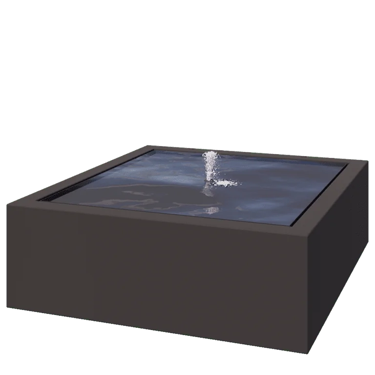 Vandfontæne i aluminium - Lyra - 120 x 120 x 40 cm - RAL7016 mat (antracitgrå) - Med LED-belysning